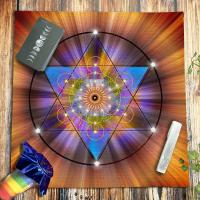 [HOT ZEXKLIOALQAQ 529] Spiritual Hexagram Pendulum Velvet Tarot Tablecloth Metatron Cube Altar Cloth Pagan Witchcraft Divination Oracle Card Pads 49CM