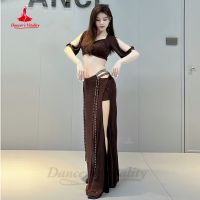 【YD】 Belly Costume for Female Half Sleeves Top AB Stones Split Skirt 2pcs Daners Outfit