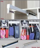 Top Mount Pull Out Wardrobe Closet Cloth Jacket Rod Hanger Hanging Rack Bar Ball Bearing Slide Out Heavy Duty White Black