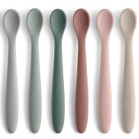 6 Pcs Feeding Spoons First Stage Baby Infant Spoons Soft-Tip Easy On Gums/Baby Training Spoon Self Feeding Bowl Fork Spoon Sets