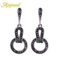 Ajojewel แบรนด์สีดำต่างหูทรงเรขาคณิตเครื่องประดับโบราณผู้หญิงของขวัญของผู้หญิงเครื่องประดับเสื้อผ้าเครื่องเพชรพลอย