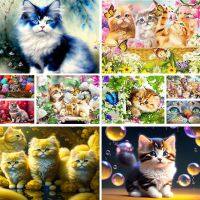 ™ Animal Pet Cat Printed Cross-Stitch Kit DIY Embroidery DMC Threads Handicraft Painting Handiwork Craft Sales Jewelry Room Decor