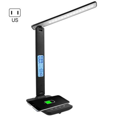 10W LED Desk Lamp With Phone Wireless Charger USB Charging Port Dimmable Eye-Caring Office Lamp For Work Folding Design
