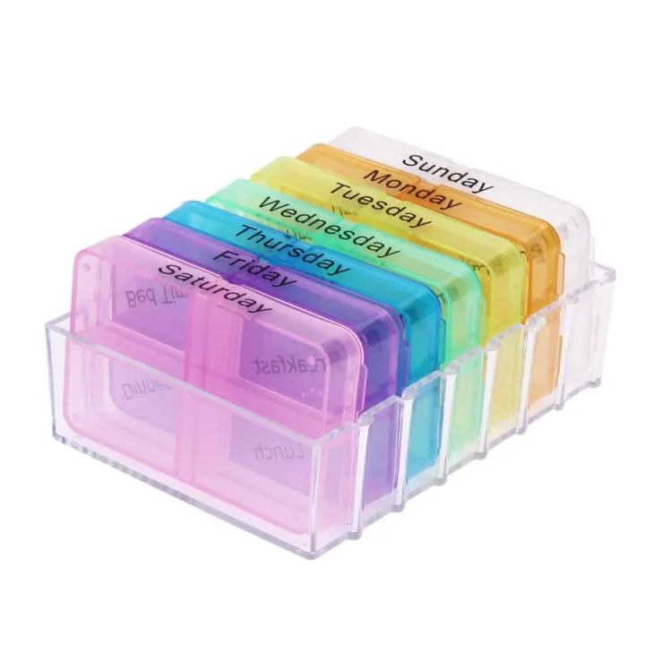 28 Cells Weekly Medicine Health Storage Pill Box with Printed Braille ...