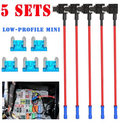 【jw】❂  5 Pack Car Add-A-Circuit Piggy Back Fuse 16AWG 15A Low Profile Holder Small Extractor