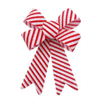 Christmas Tree Bow With A Candy Cane Twist Red And White Candy Cane Patterned Tree Bow Decorations Red And White Candy Cane Christmas Tree Bow Christmas Tree Bow With Candy Cane Motif Festive Candy Cane Stripe Decorations