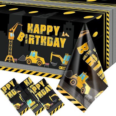 ■✉❆ Construction Happy Birthday Tablecloth Dump Truck Kid Boy Birthday Table Covers Tractor Plastic Printed Tablecloth Party Supplie