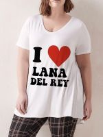 เสื้อขนาดพิเศษขนาดใหญ่เดลเรย์ Lana สำหรับผู้หญิงเสื้อยืดโอเวอร์ไซส์เสื้อยืดพิมพ์ลาย Y2K เสื้อยืดและเสื้อผู้หญิงชุด Ropa De Mujer 03002