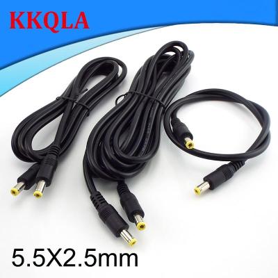 QKKQLA 12V 5.5*2.5mm Plug Power Supply Cable Connector 0.5m 1.5m 3m DC Male to Male Cord Adapter Extension Wire for PC Laptop