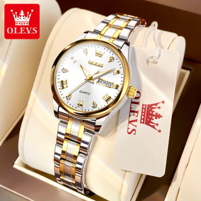 OLEVS watch women original 2022 sale pawnable water proof elegant stainless steel luminous display gold watch