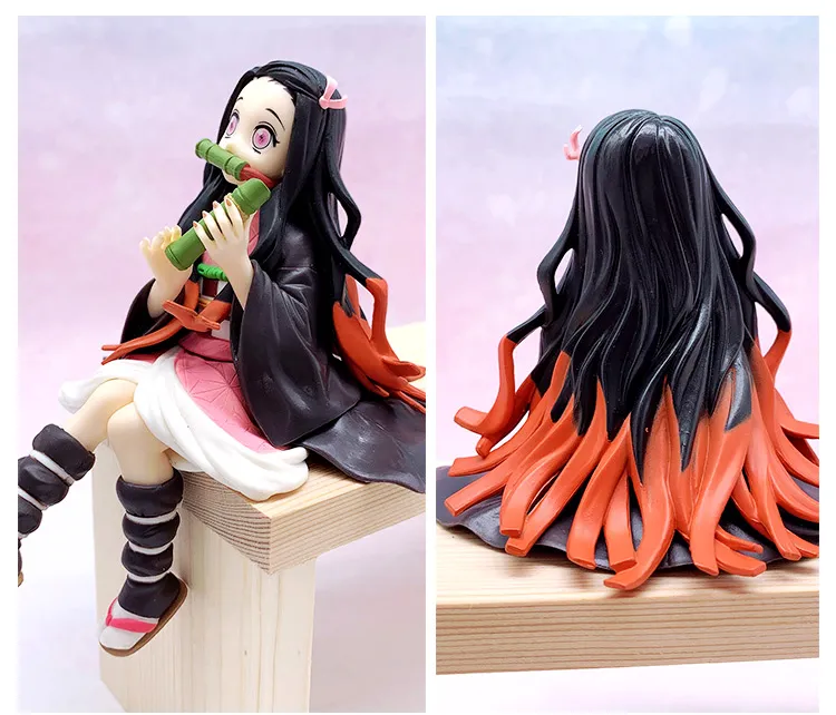 12CM Anime Figure Demon Slayer Kamado Nezuko Kamado Tanjirou Agatsuma  Zenitsu Onigiri Sitting Model Cute Toy PVC Children's Gift Awith box