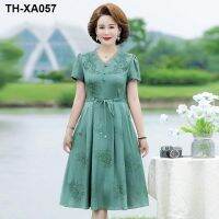 Mothers dress summer 2022 middle-aged western-style and elderly with waist knee-length fashion long