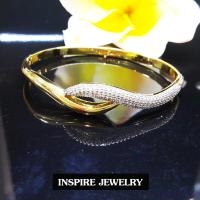 INSPIRE JEWELRY กำไลเพชร ขนาดวงในกว้าง 6x5cm เปิดปิดง่าย งานเพชรCZ เพชรสวยเกรด AAA++ งานจิวเวลลี่ ราคาเบาๆ เพชรวิ้งเจิดจรัส gold plated, งานอินเทรนแฟขั่นชั้นนำ ดีไซด์ทันสมัย งานเกรดพรีเมี่ยม งานปราณีตพร้อมกล่องกำมะหยี่