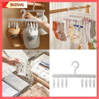 BVZGVG 4 PCS พลาสติกทำจากพลาสติก ที่แขวนเสื้อผ้าพับได้ สีขาวขาว มี8คลิป ไม้แขวนพับได้ แบบพกพาได้ ไม้แขวนสำหรับเดินทาง บ้านในบ้าน