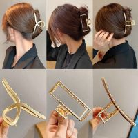 [HOT W] 2022ใหม่ผู้หญิง Elegant Gold Silver Hollow เรขาคณิตโลหะผม Claw Vintage คลิปผม Headband Hairpin แฟชั่นอุปกรณ์เสริมผม