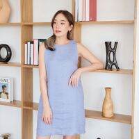 SUUBE Official Canna Dresses -Soft Blue(ฟ้าหม่น) เดรสสั้นแขนกุด ผ้าลินินแท้ ทรงเอ มีซับในและกระเป๋าข้าง เดรสเรียบๆ ใส่ง่าย