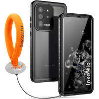 Inkolelo เคสกันน้ำสำหรับ Samsung Galaxy S20 Ultra อัลตร้าเต็มร่างกายคุ้มครองหนักกันกระแทกทนทานปกใต้น้ำว่ายน้ำดำน้ำดำน้ำดูปะการังสองชั้นปิดผนึกกรณี (สีดำ + ใส)