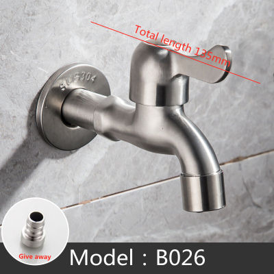 304 Stainless Steel Garden Faucet Wall Mounted Brushed Outdoor Bibcock Garden Wash Basin Mop Lengthen Faucet Torneira parede