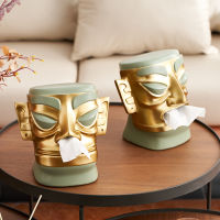 Creative Sanxingdui Resin Tissue Box Napkin Holder Toilet Paper Holder Home Office Storage Home Living Room Office Decoration