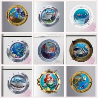 3d Submarine Porthole Window Wall Stickers Refrigerator Bathroom Home Decoration Turtle Shark Fishes Nemo Mural Art Pvc Decal Wall Stickers  Decals