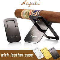 Cuba Ciggare Ashtray Holder Pocket Metal Cigatette Ciggar Rest Stand with Leather Case