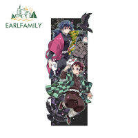 EARLFAMILY สติ๊กเกอร์กันน้ำติดรถยนต์ฆ่าปิศาจ13Cm X 5.5Cm,รูปลอกลายการ์ตูนกราฟฟิตี้ตู้เย็นมอเตอร์ไซค์ป้องกันประตูรถยนต์