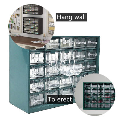 25 Grid Storage Boxes Organizer Transparent Small Drawer Home Garage Tool Box Wall-mounted Sundries Storage Box For Parts