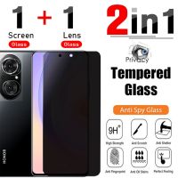 2in1 Anti Spy Tempered Glass For Huawei Honor 50SE 20 Pro 10 9 Lite 20i 20S 10i X8 X7 8X 8A 9A 9X X9 9C Lens Screen Protector