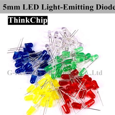 (100 PCS) 5mm LED Diode 5 mm Assorted Kit Clear Warm White Green Red Blue Yellow DIP DIY Light Emitting Diode Set Electrical Circuitry Parts