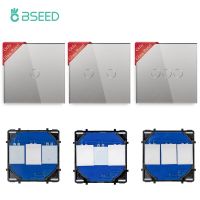 BSEED Touch Light Switch 1/2/3Gang Wall Switches Function Base EU Standard Sensor Touch Panel Glass DIY Free Combination Power Points  Switches Savers