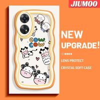 เคส JIUMOO สำหรับ OPPO Reno 8 T 5G Reno8 T A1 Pro ลายการ์ตูนน่ารักวัวดีไซน์ใหม่สีสันสดใสลวดลายน่ารักขอบกันกระแทกแบบใสนุ่มเคสมือถือโปร่งใสลายกล้องถ่ายรูปสร้างสรรค์เรียบง่ายฝาครอบป้องกันอ่อนโยน