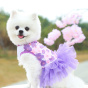 Váy Công Chúa Cho Chó Sợi Lưới Nhiều Lớp In Hoa Váy Cưới Teddy Cổ Tròn thumbnail