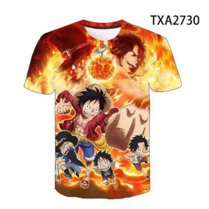 เสื้อยืดลําลอง-พิมพ์ลายการ์ตูนอนิเมะ-one-piece-3d-แนวสตรีท-แฟชั่นฤดูร้อน-สําหรับเด็กผู้ชาย-และเด็กผู้หญิง