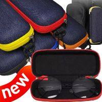 【LZ】┅❣  EVA Denim Portable Zipper Glasses Boxes Anti-Loss Protective Sunglasses Case Gancho Linker Embalagem de óculos de viagem