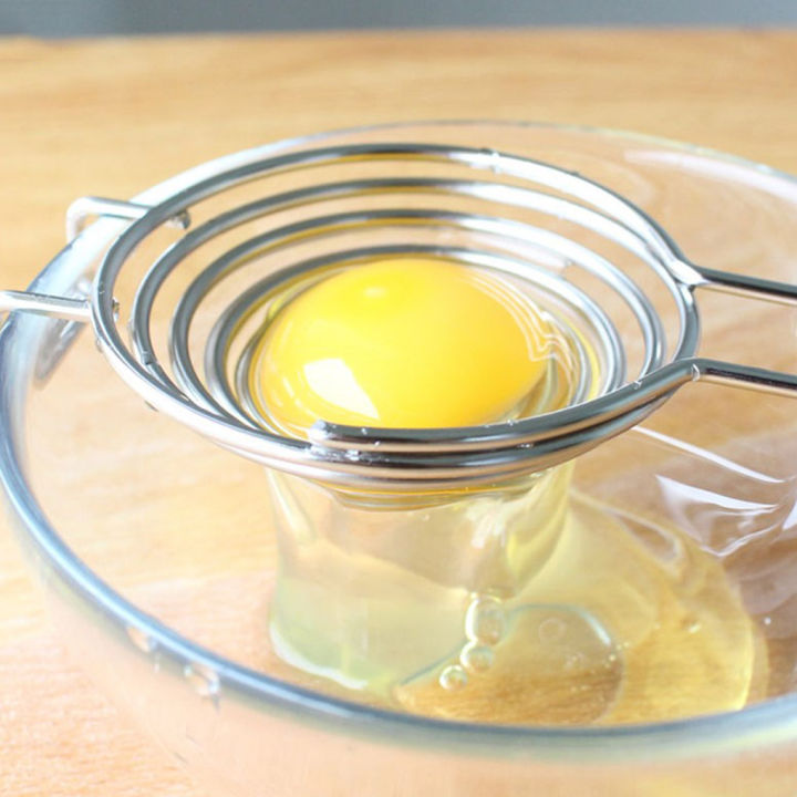 เครื่องแยกไข่แดงสแตนเลสไข่ขาวแบบเกลียวที่แยกไข่แดงออกจากกันเครื่องมือครัวมือจับยาว