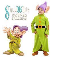 ชุดคอสเพลย์ Dopey สำหรับเด็กผู้ชายชุดบอดี้สูทสำหรับเด็กคอสเพลย์คนแคระทั้งเจ็ดและหิมะสีขาวเสื้อผ้าชุดเทศกาลฮาโลวีน