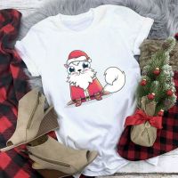 เสื้อยืดผ้าฝ้ายเสื้อยืดผ้าฝ้าย เสื้อยืดคริสต์มาสNew Summer Merry Christmas Tshirt Women Fashion Graphic Ladies Top Tshirt Female Kawaii