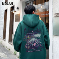 MOLAN เสื้อฮู้ดผู้ชายชุดกีฬาลำลองสำหรับผู้ชายพร้อมเสื้อกีฬาคอกลมทรงหลวมและชุดสองชุดสำหรับฤดูใบไม้ผลิและฤดูใบไม้ร่วง