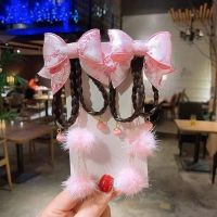 【Kokayou】Chinese retro Spring Festival childrens embroideryembroidery headdress Baby id bow tassel hairpin