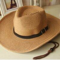 Large Brim Men 39;s Hat Straw Woven Western Cowboy Hat Frosted Sun Beach Hat Outdoor Sunshade Straw Hat