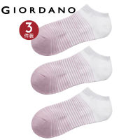 GIORDANO Women Socks 3-Pair Contrast Color Dot Stripe Ankle Socks Stretch Sweat Wicking Comfort Fashion Casual Socks 05452016