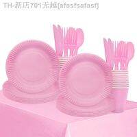 【CW】۩  Pink Birthday Disposable party Tableware Plate Plastic Fork for 10 Adult Anniversaire Suppl