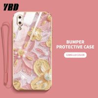 YBD เคสโทรศัพท์ดีไซน์ใหม่สำหรับ Samsung A02 M02 ชุบน้ำมันเคสภาพวาดลายดอกไม้เคสแถมฟรีสายคล้อง