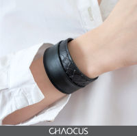 CHAOCUS GRIDY กำไลหนังวัวแท้พิมพ์ลายจระเข้ สายรัดข้อมือหนังแท้ สไตล์โมเดิร์น Rock&amp;hard Leather Wristband / Bracelet  , Crocodile Textured