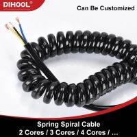 【LZ】 Stretchable Primavera Spiral Cable Cabo de Extensão de Energia Telescópica Fio Preto 2 Núcleos 3 Núcleos 0.5mm 1.0mm 1.5mm 2.5mm 13-22AWG