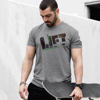 （Ready Stock)? Muscle Exercise Fitness Mens Sports Running Leisure Personality Large Printed Cotton Stretch Large Size Short Sleeve T-Shirt ZV