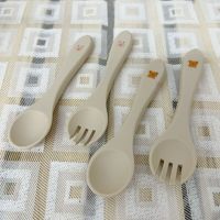 Silicone Spoon for Baby Food Accessories Fork for Newborn Baby Cutlery Eating Learning Infant Feeding Tableware Set Baby Things Bowl Fork Spoon Sets