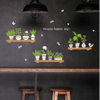 Plant Glass Potted Shop Window Sticker Flower Pot DIY Wall Decals Homen Cafe Decor Waterproof Wallpapers#T2 Wall Stickers  Decals