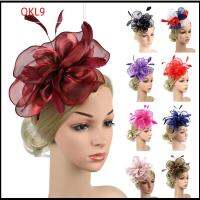 OKL9 ผู้หญิงสาว หมวกยอดนิยม fascinators งานแต่งงาน ที่คาดผมตาข่ายดอกไม้ งานเลี้ยงน้ำชาค็อกเทล หมวก fascinator ที่คาดผมดอกไม้ขนนก หมวกกันน็อก