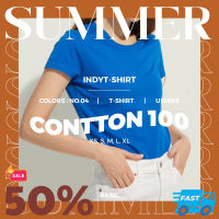 แฟชั่นผู้หญิง เสื้อยืดอินดี้ เสื้อที่ใส่สบายที่สุดเสื้อยืดคอกลมcotton100% เสื้อยืดสีพื้น เสื้อยืดเปล่า สีฟ้า #4 เสื้อผ้าผู้หญิง เสื้อผ้าสาวอวบ